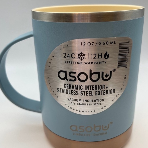 Asobu 12 oz Vacuum Insulated Ultimate Coffee Mug Baby Blue - Picture 7 of 9